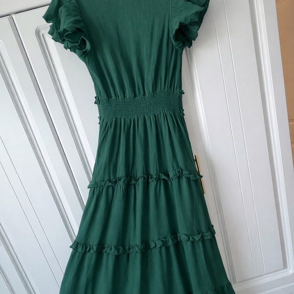 Thread&Dot Green Ruffled Midi Dress - Picture 2 of 2